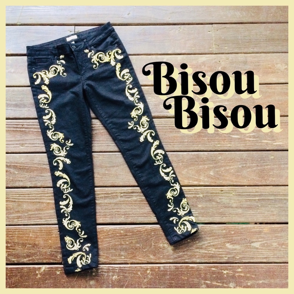 BISOU BISOU Embroidered Skinny Jeans